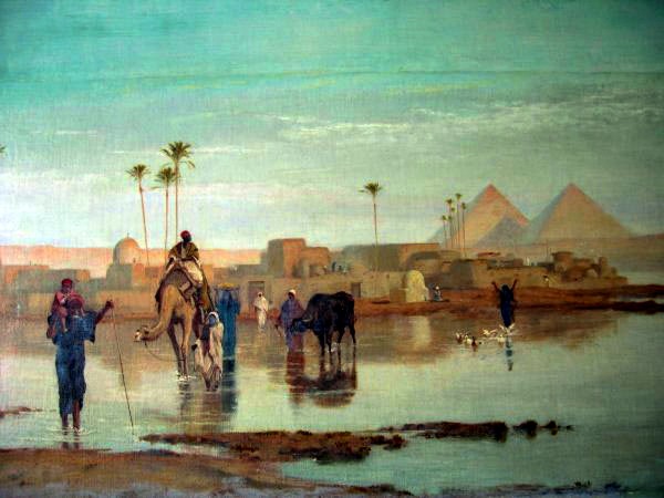 Crossing the river with the camels by Frederick Goodall